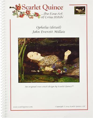 Miniatura 3 de Scarlet Quince MIL008-Dlg Ophelia (detalle) por John Everett Millais - Tabla de punto de cruz, símbolos de gran tamaño