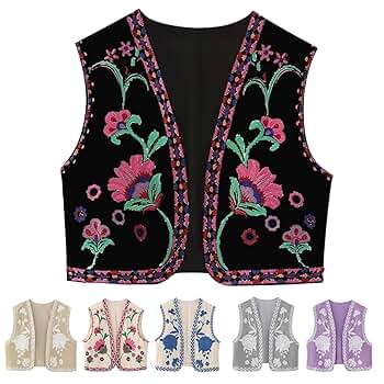 トップス 22FW cord embroidery vest Amazon.com: Michellecmm Women's Vintage Embroidered Floral
