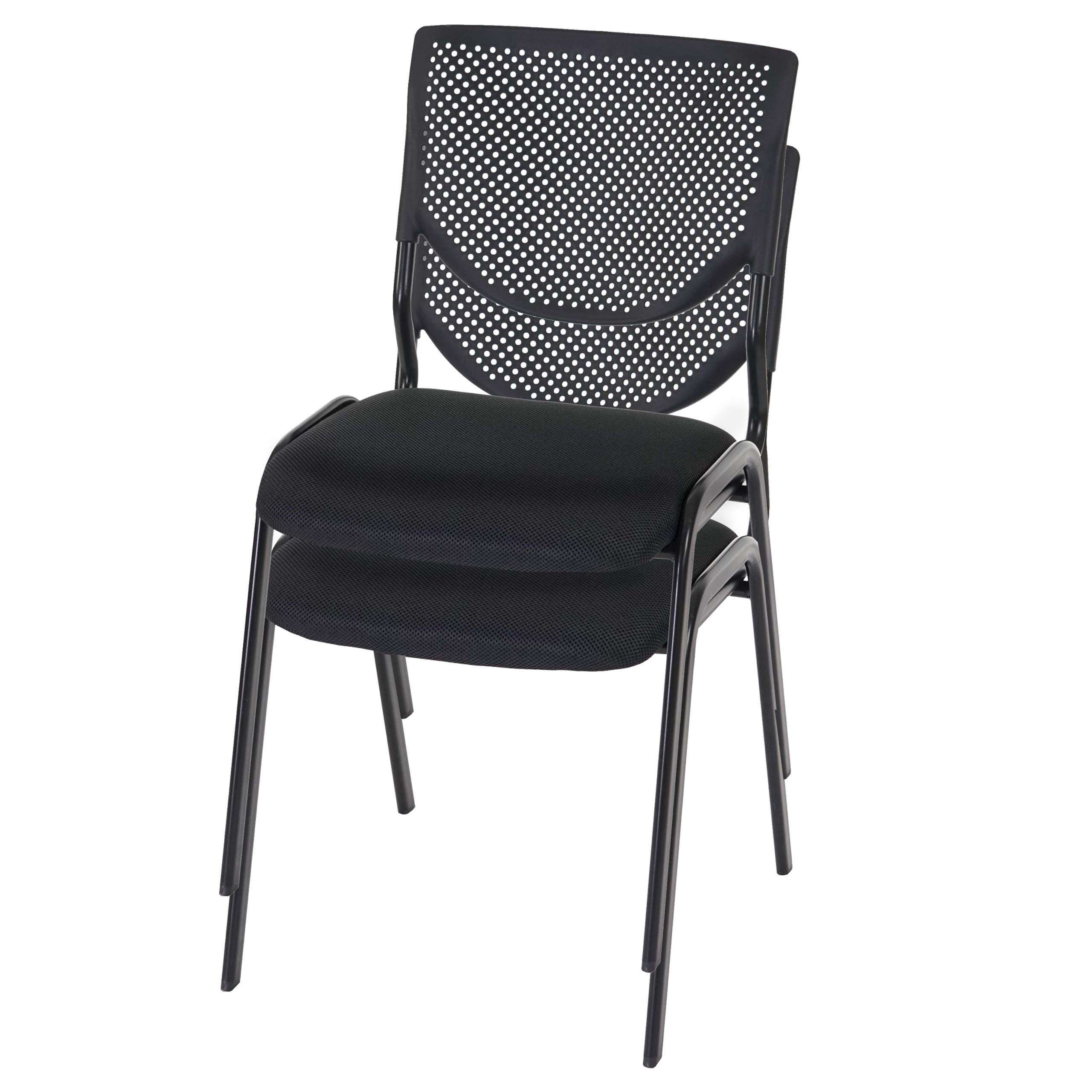 Mendler 2er-Set Besucherstuhl T401 - Sitz schwarz, Füße schwarz