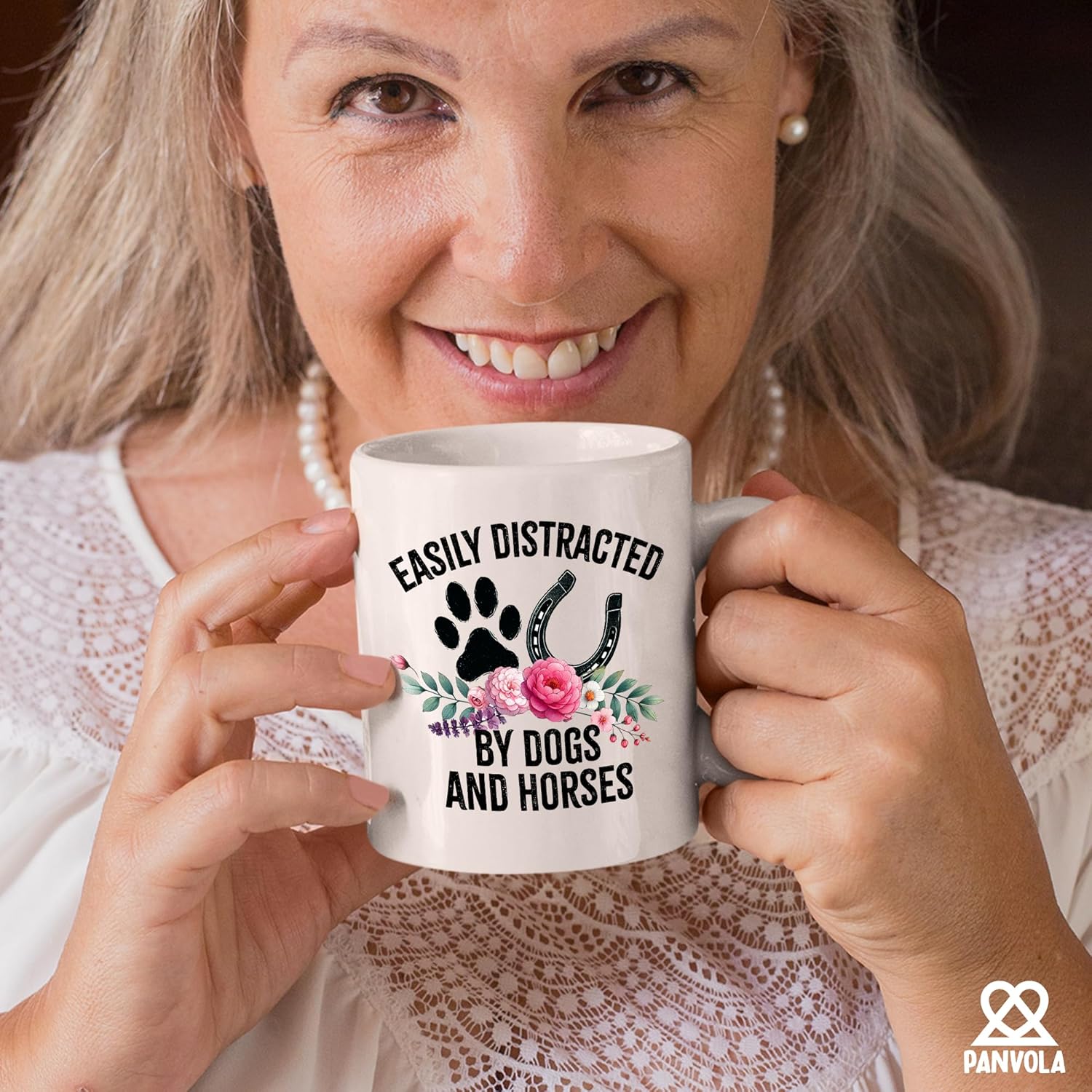 Panvola Easily Distracted By Dogs And Horses Dog Lover Gifts Horse Lover Gifts Farm Animals Dog Mom Dad Animal Lovers Equestrian Novelty Drinkware Ceramic Mug 11 oz White - Image 6