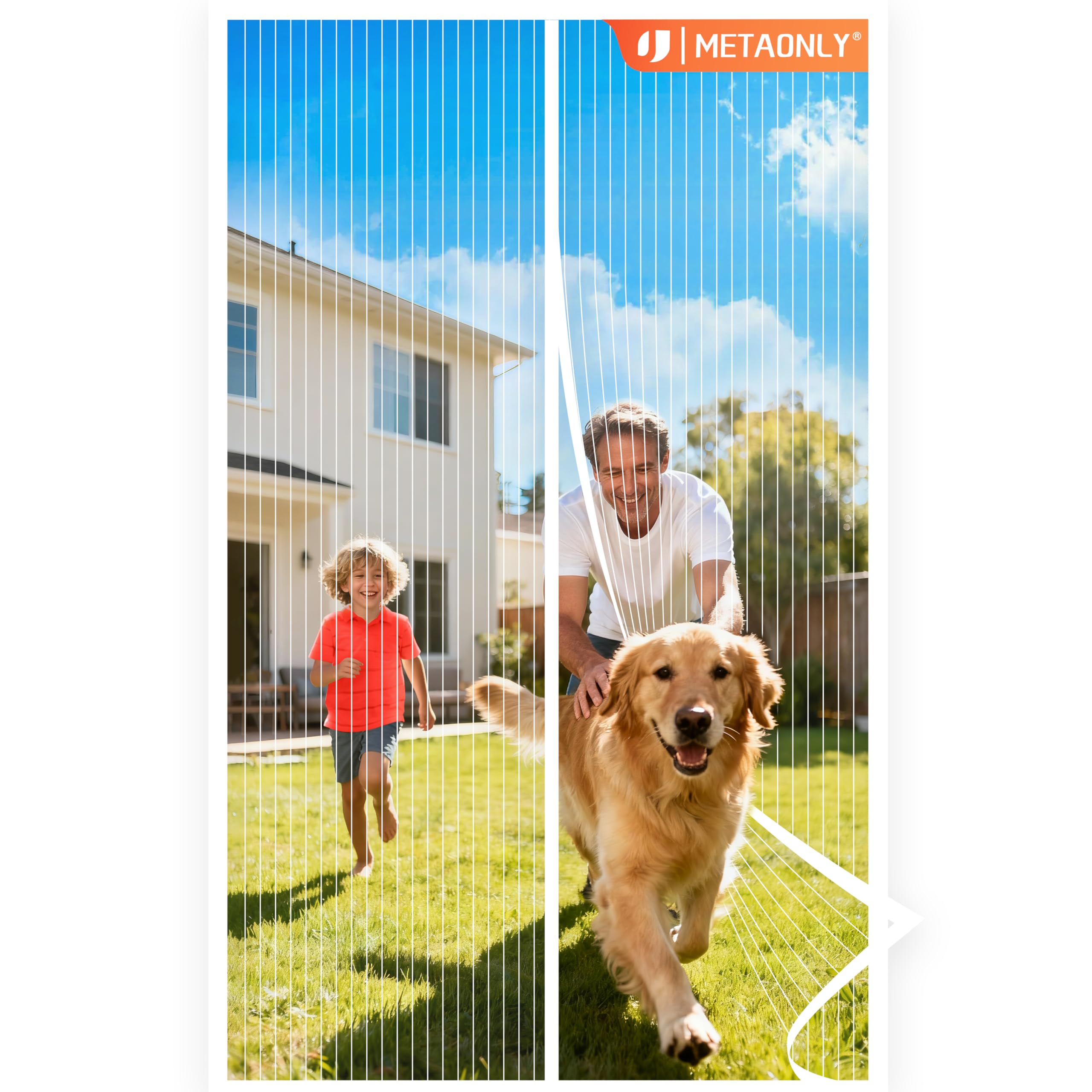 Photo 1 of METAONLY Magnetic Screen Door Mesh Fits 36" x 80" Door - Curtain Size 38" x 82", Works for Patio, Sliding Door, Keeps Bug Mosquito Out, Fresh Air Flow, White
