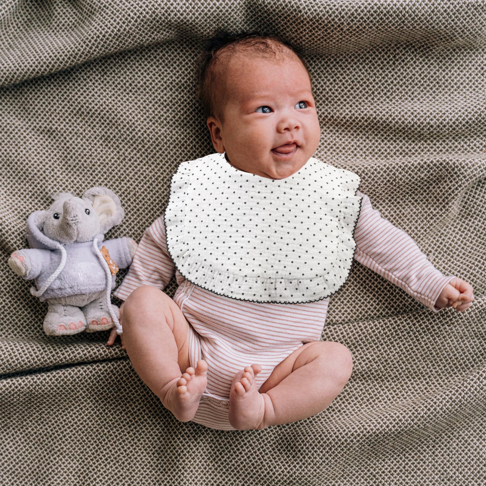 Toddmomy Bavoir Bébé en Coton Blanc, Bavoir Bandana à Bouton-pression