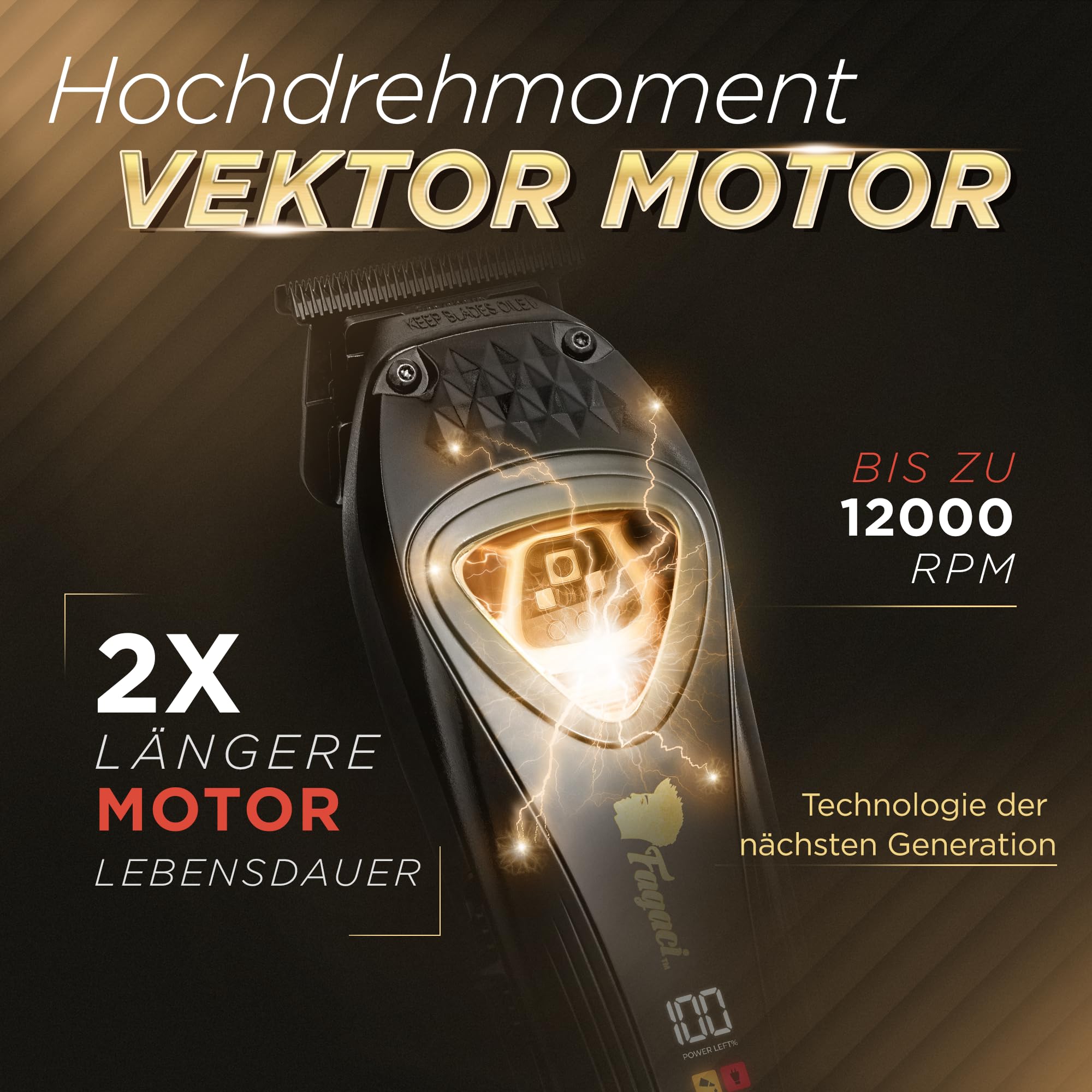 Fagaci Profi Zero Gap Haartrimmer Herren mit DLC Klingen, Hoher Drehmoment Konturen Haarschneidemaschine 0 mm, Haarschneider Herren Akku mit Vector-Motor, Detailer Haar Trimmer & Konturenschneider