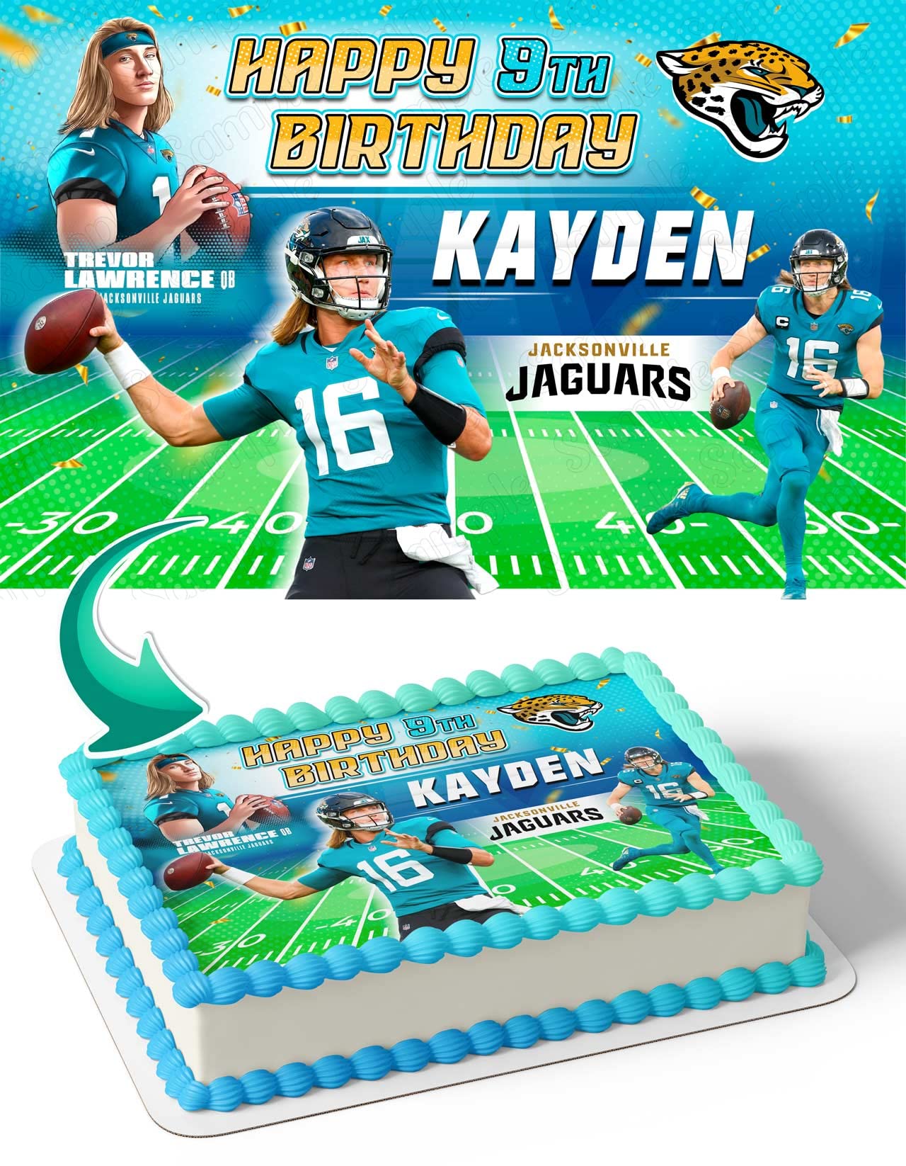 Cakecery Trevor Lawrence Jaguars Edible Cake Image Topper Birthday Cake 