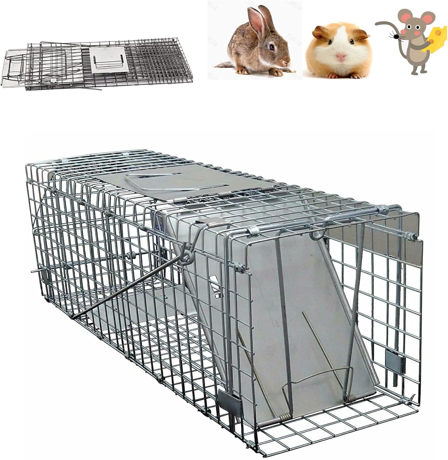 Live Animal Cage Trap 24" X 12.5" X8.3" w/Iron Door Steel Cage Catch