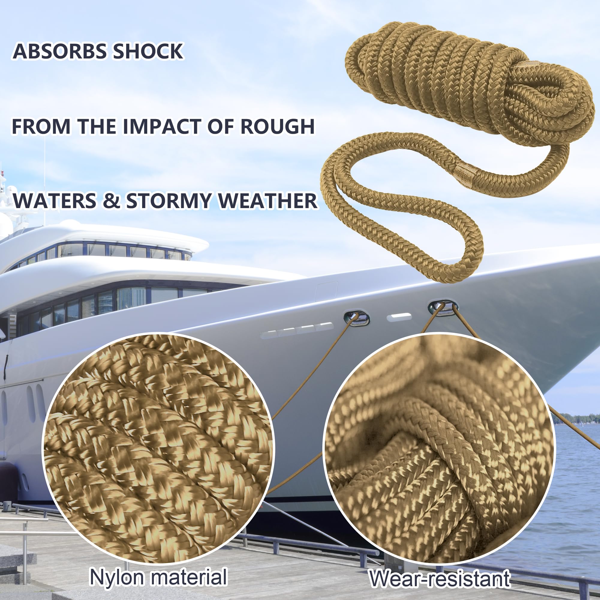 1/2" X 15' Yellow Dock Lines - Made In USA - Foto 9