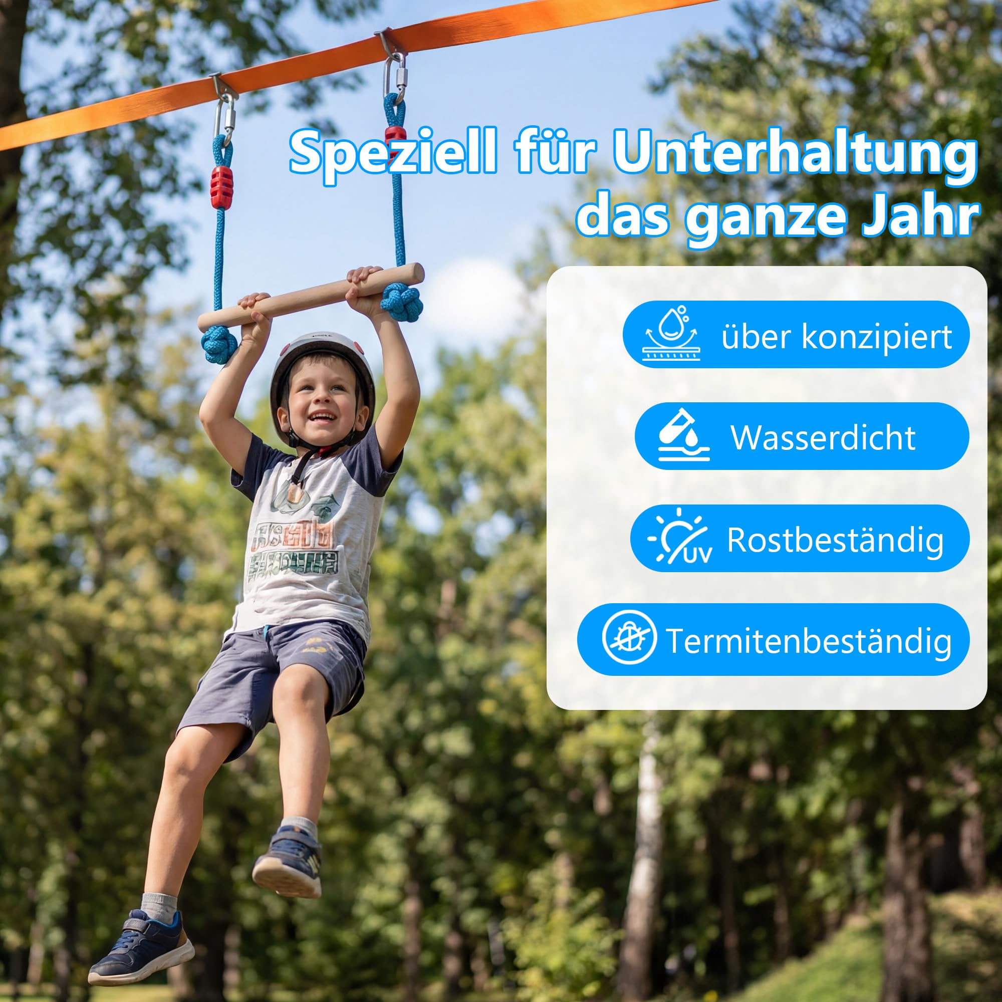 Ninja Warrior Slackline Set für Kinder, Ninja Line Kinder, Slackline 15M Hindernisse Set, Turnringe Schaukel Kletterleiter Zubehör Erweiterbar Warrior Parcours Outdoor, Geeignet für Anfänger