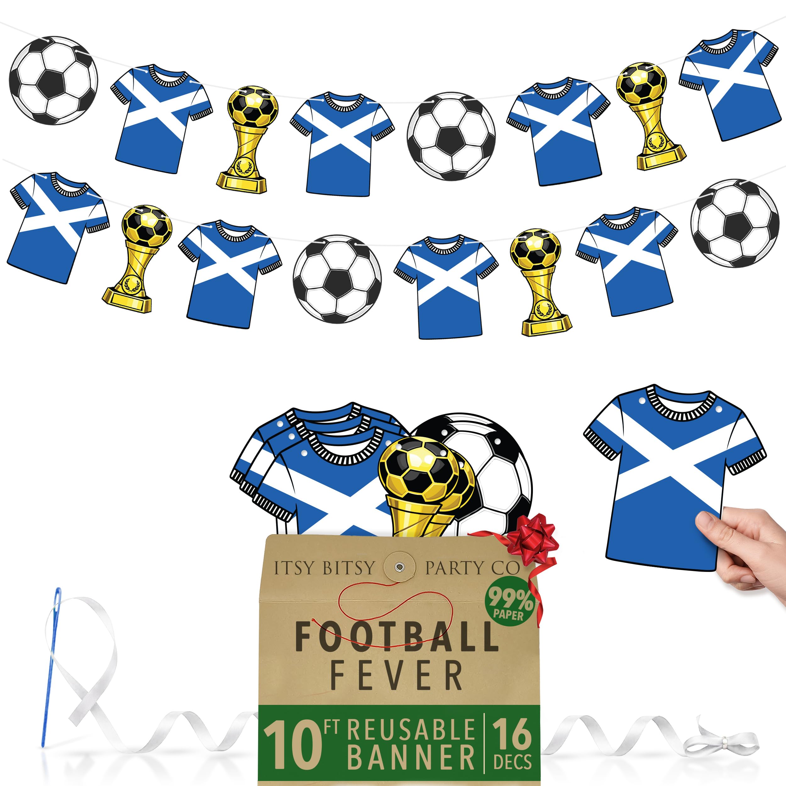 Premium Reusable Scotland Bunting - 16 pcs World Cup Bunting 2026-10ft Double-sided Paper Scotland Banner - World Cup Decorations 2026, Football Party Banner-image-37