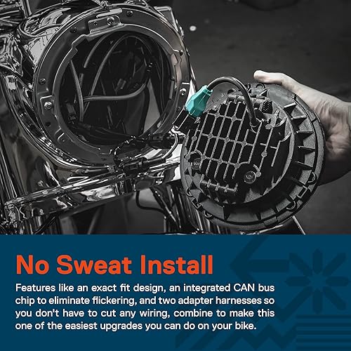 Miniatura 6 de TRUE MODS - Faro delantero LED de 7 pulgadas para Harley Davidson acabado negro 4500 lúmenes convertidores H4 Plug and Play bus CAN integrado para