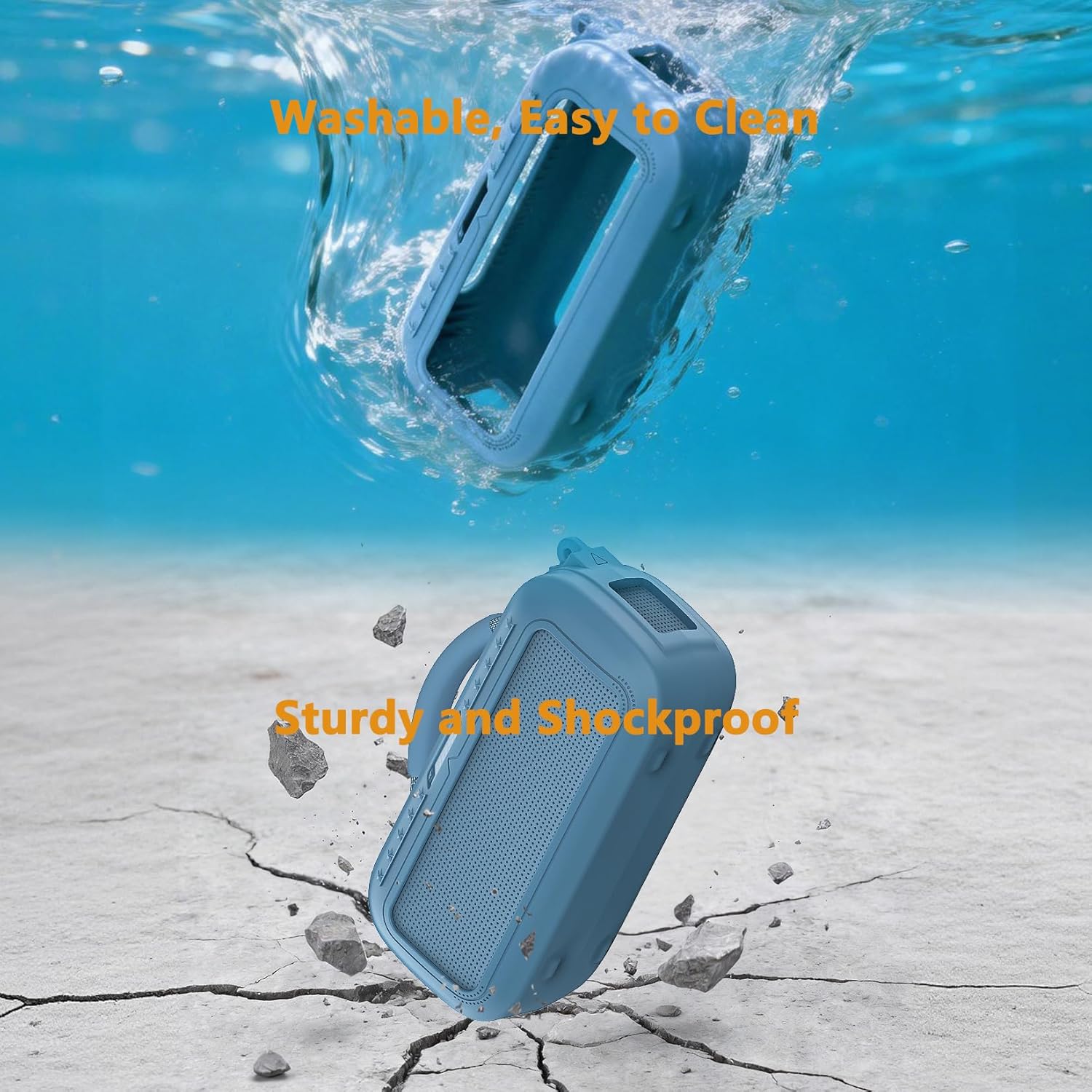 Protective Case for Bose SoundLink Max Portable Bluetooth Speaker, Accessories Hard Carrying Case and Silicone Cover Combo with Carrying Strap (Blue Dusk)