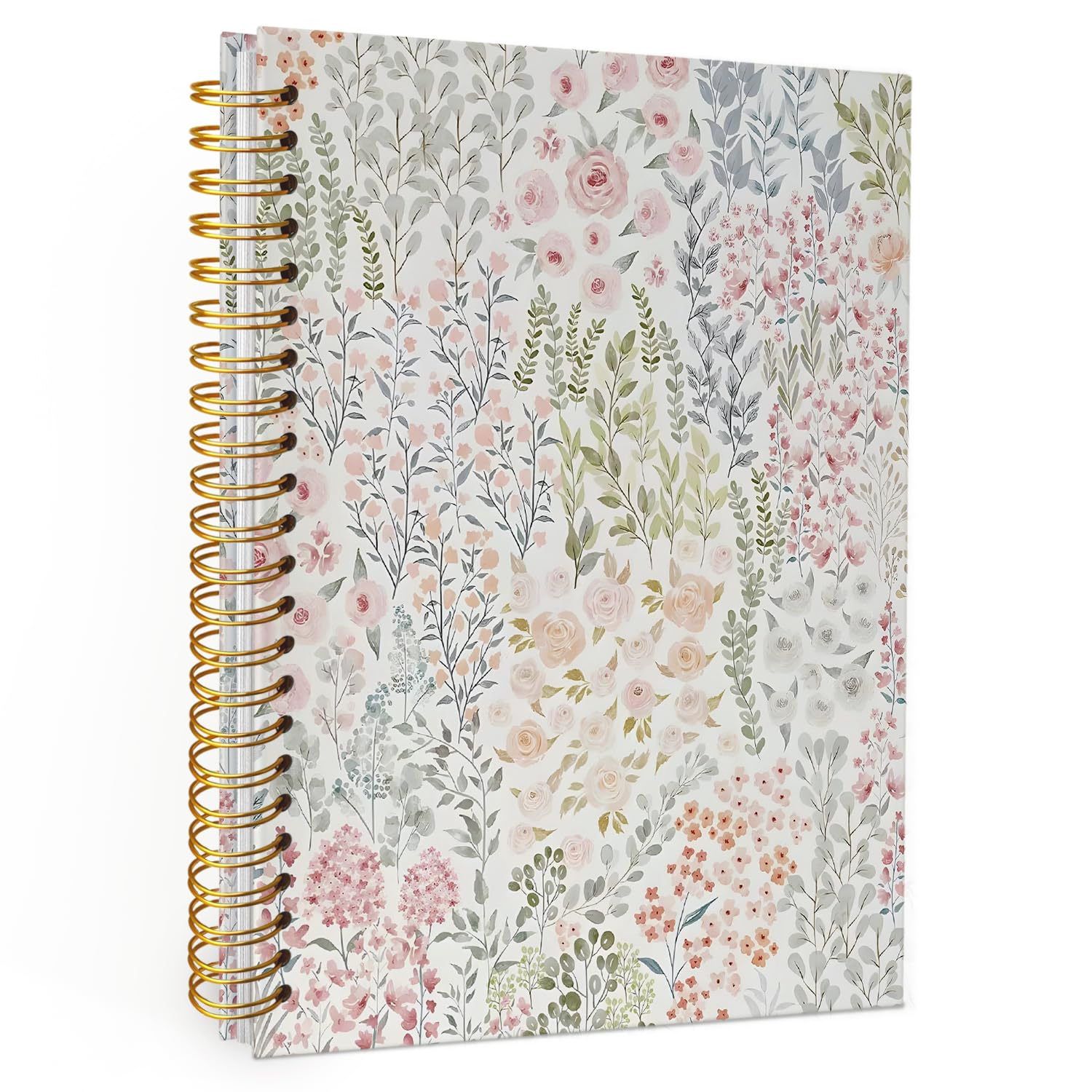 Taccuino floreale con fiori selvatici, grazioso taccuino a spirale con copertina rigida per donne, quaderni scolastici rosa pastello per ragazze adolescenti, 14 x 20 cm