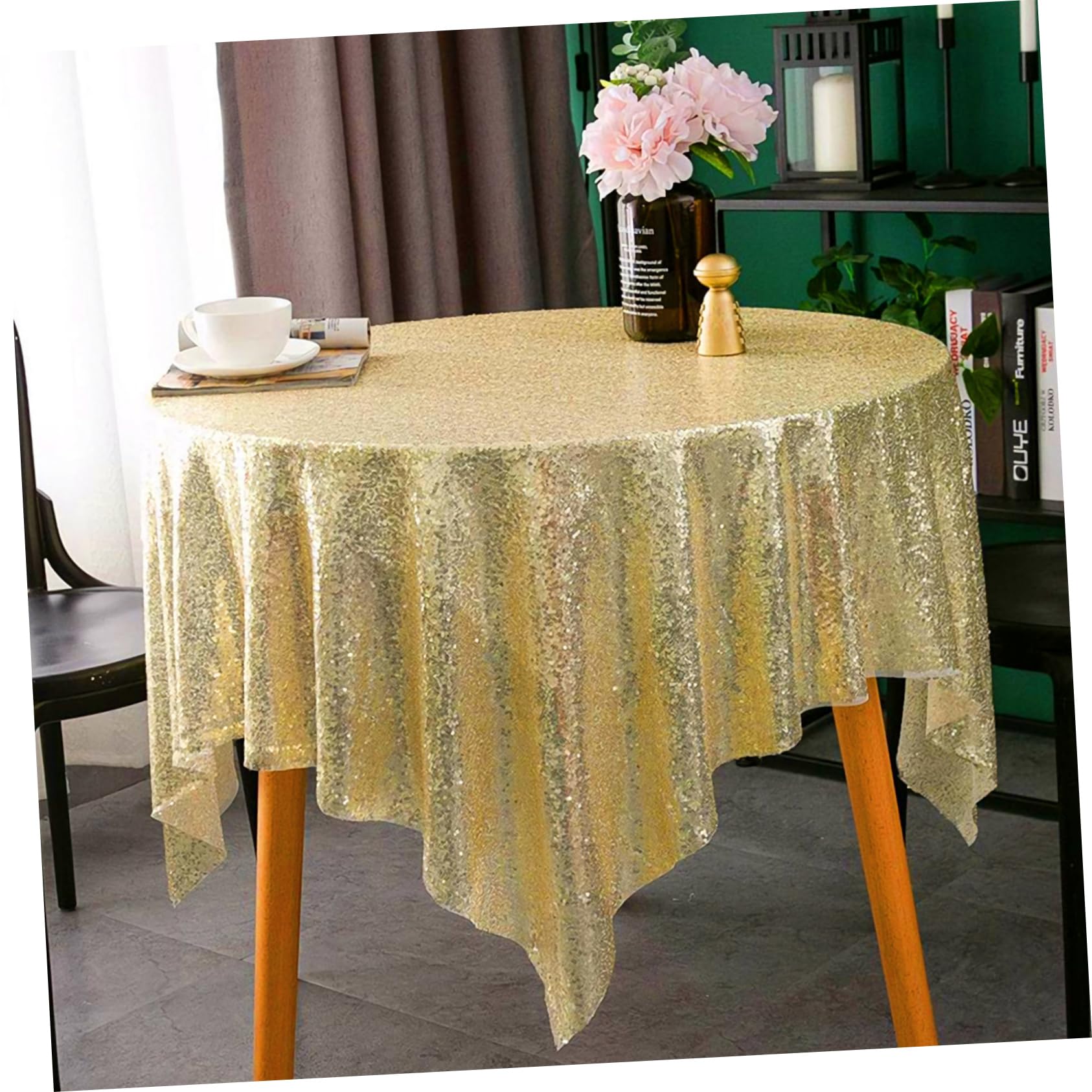Rideau Doré à Paillettes 1, 2x1, 8m en Sequins pour Fond Photo