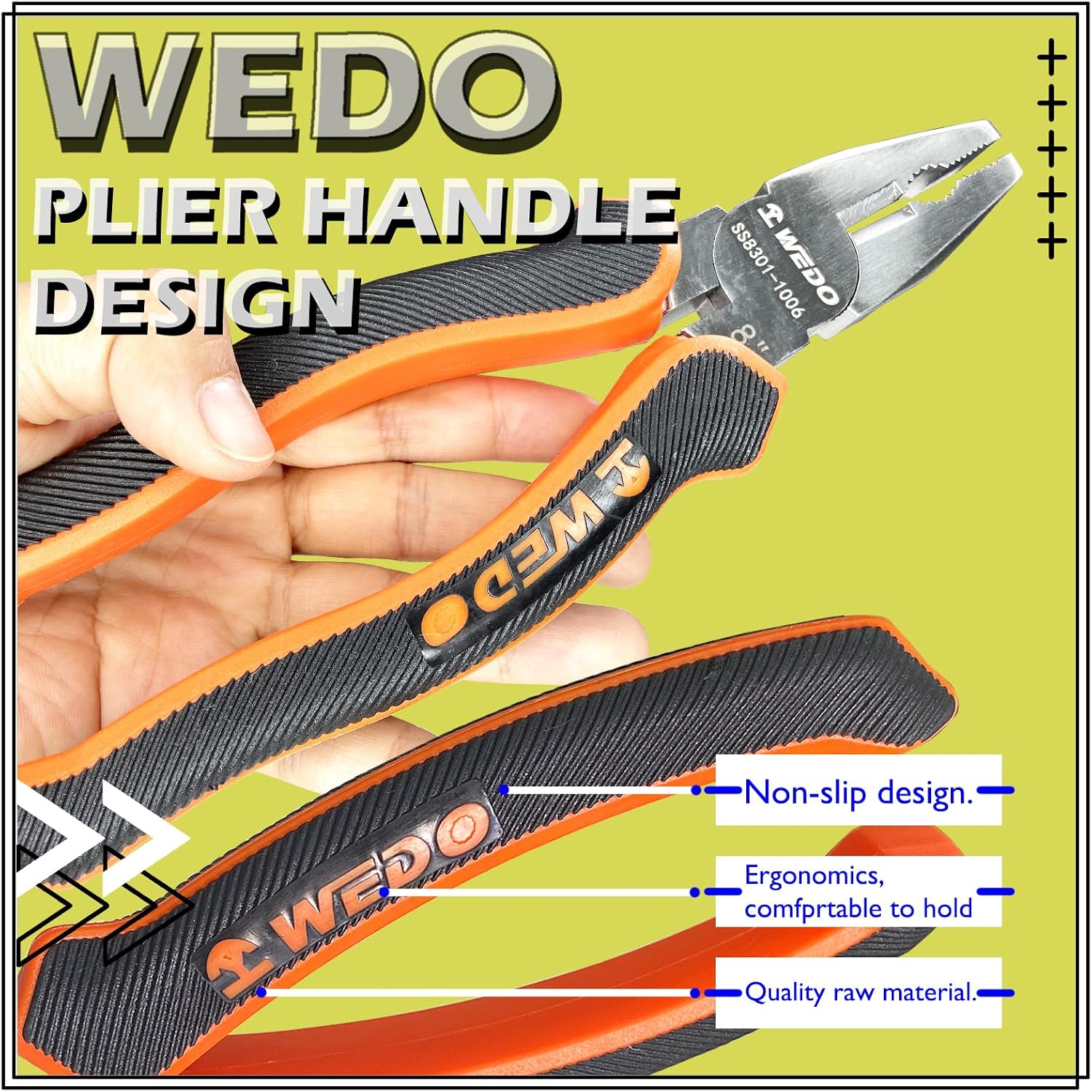 WEDO 7" Side Cutting Pliers, Combination Pliers,Lineman's Pliers, Side Cutters, Stainless Steel, Length 175mm, Corrosion Resistant,Rust Proof,Die-forged
