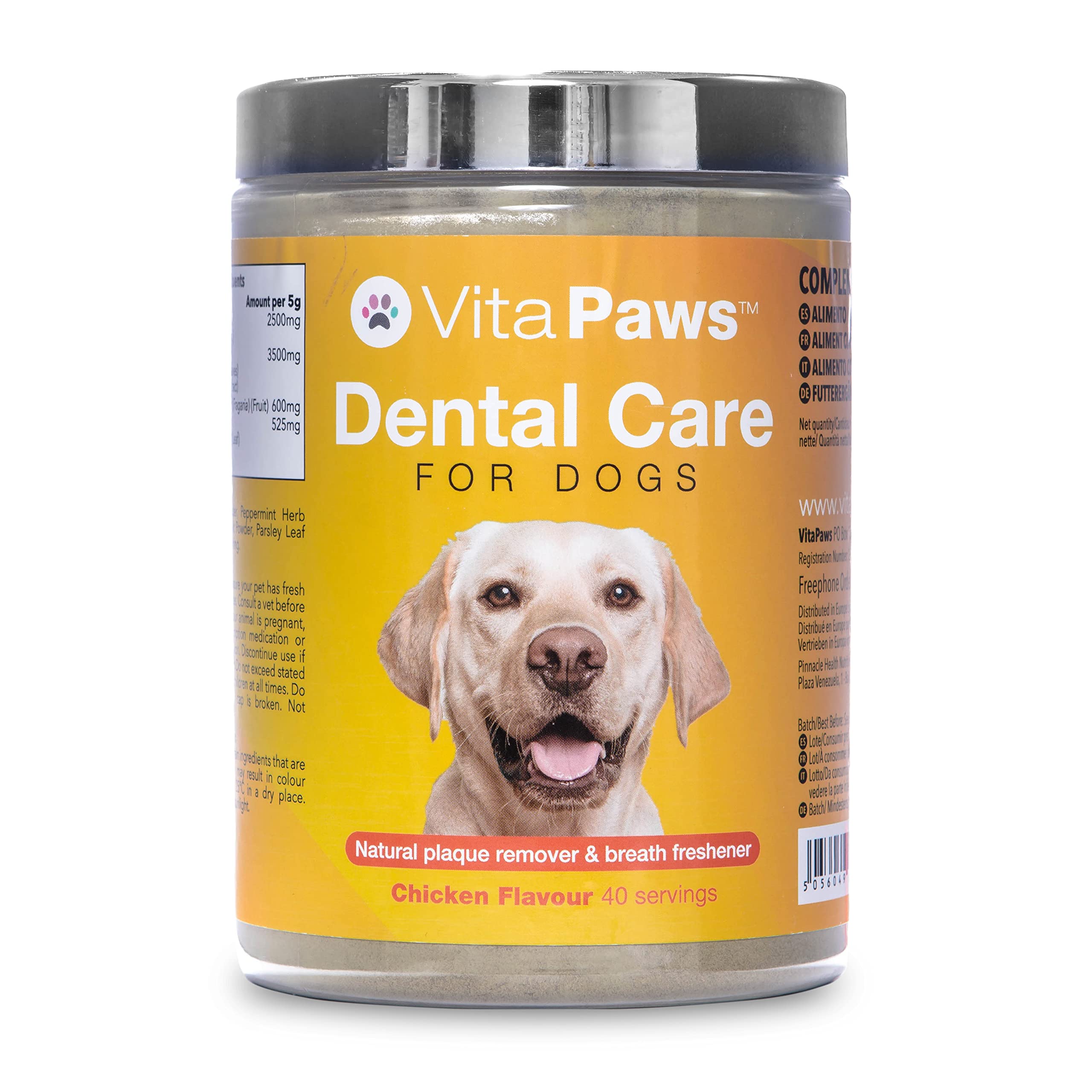 Dental Care for Dogs | Chicken Flavour Powder Supplement for Teeth, Gums & Breath | 200g = 40 Servings