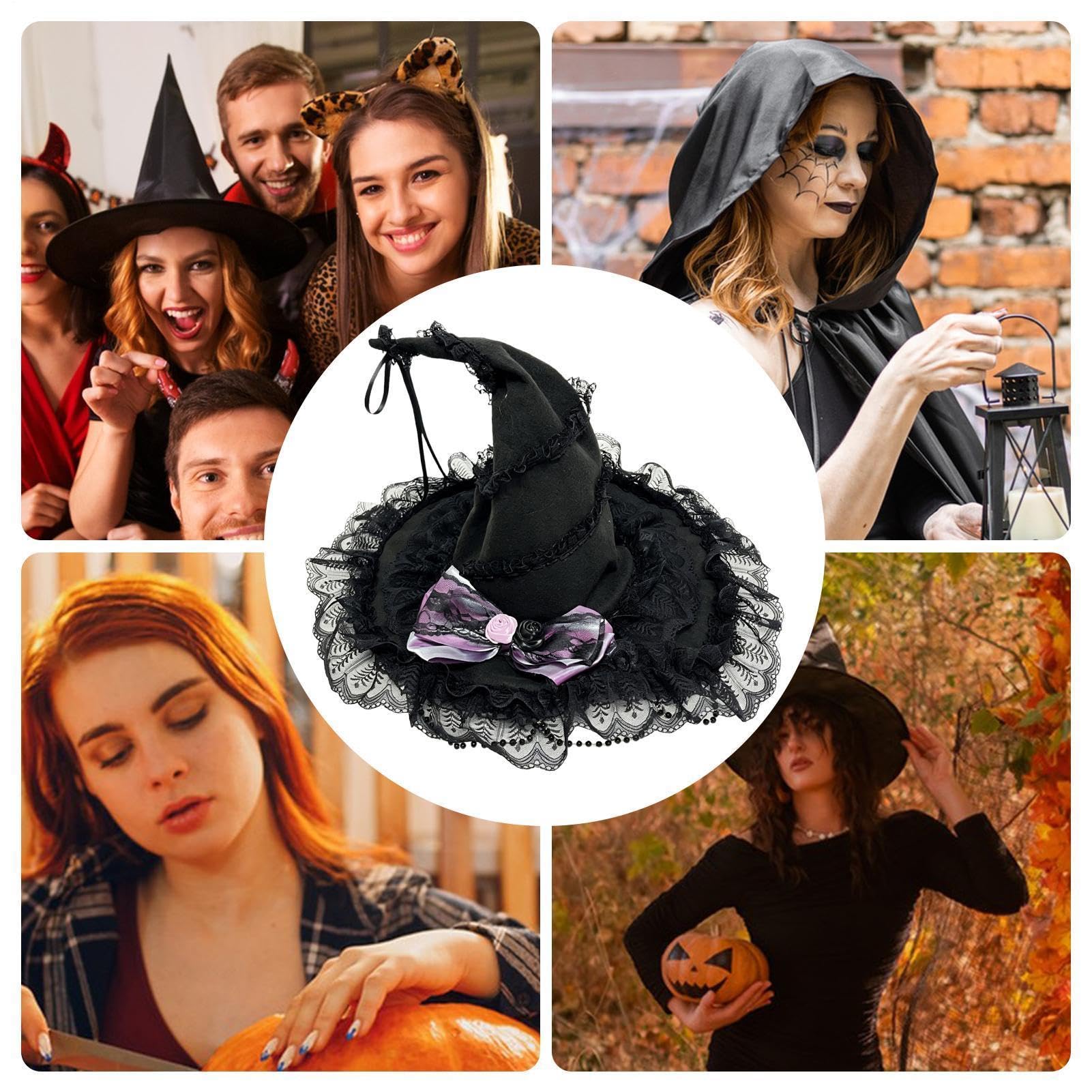 Kapelusze Czarownic Damskie Wygodne Szerokie Rondo Ozdoba Stroju Lolita