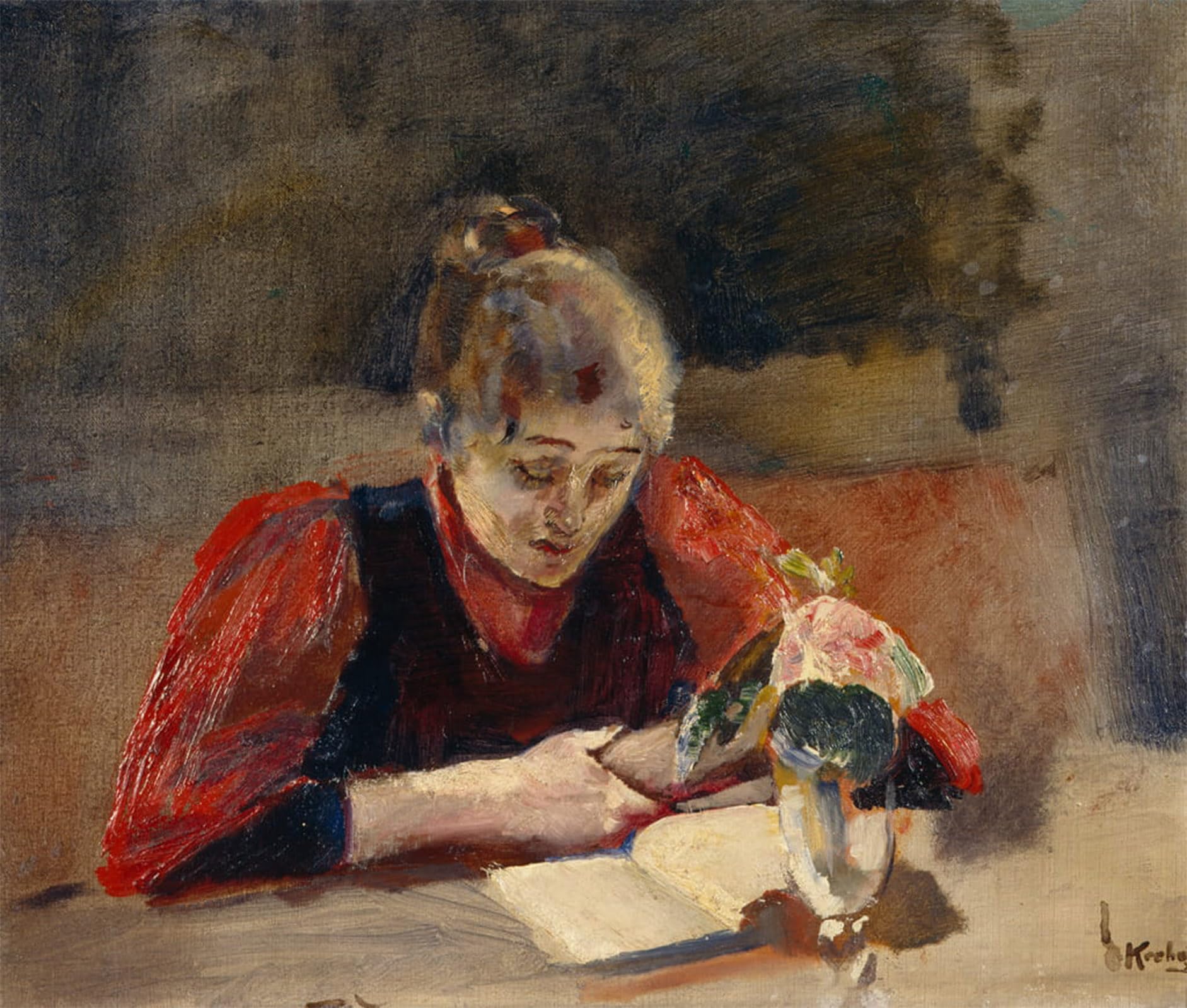POSTERIIk Famous Modern Artwork Art Mural Oda Sits and Read by Christian Krohg Oil Paintings Pictures for Home Decor 60x90cm