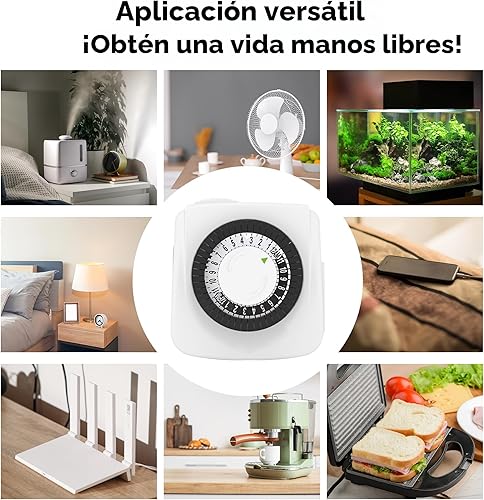 Miniatura 7 de BN-LINK Temporizadores de interior con enchufe mecánico de 2 puntas, mini temporizadores de lámpara de 24 horas, paquete de 2