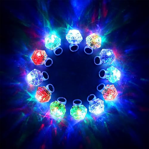 Miniatura 6 de Konsait - Anillo de luz LED intermitente con forma de diamantes, brillan en la oscuridad, anillos para despedida de soltera, cumpleaños, regalo de