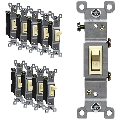Miniatura 8 de ENERLITES Interruptor de luz de palanca, polo único, 15 A, 120-277 V, tornillo de puesta a tierra, grado residencial, certificación UL, 88115-W-10