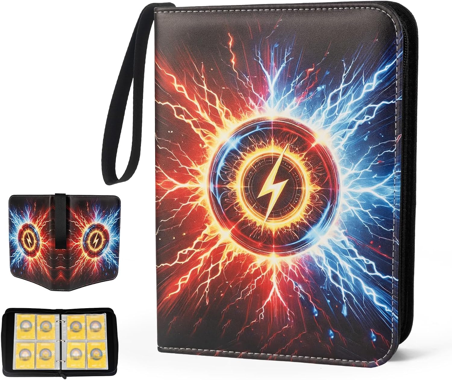Card Binder Storage, 400 Card Capacity Collection Album with Zipper & Wrist Strap, Waterproof PU Leather Card Holder - Trading Card Albums Collection Binder for Kids Adult Gifts (Multicolor)