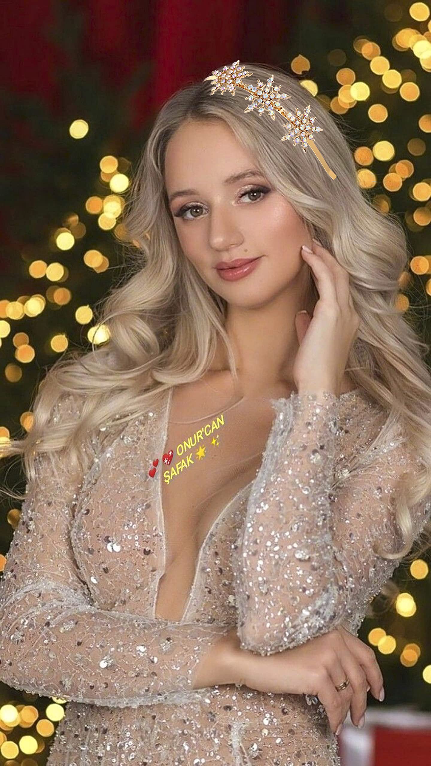 Fasce per capelli di Natale con fiocco di neve per donne con strass per feste invernali e fiori di neve