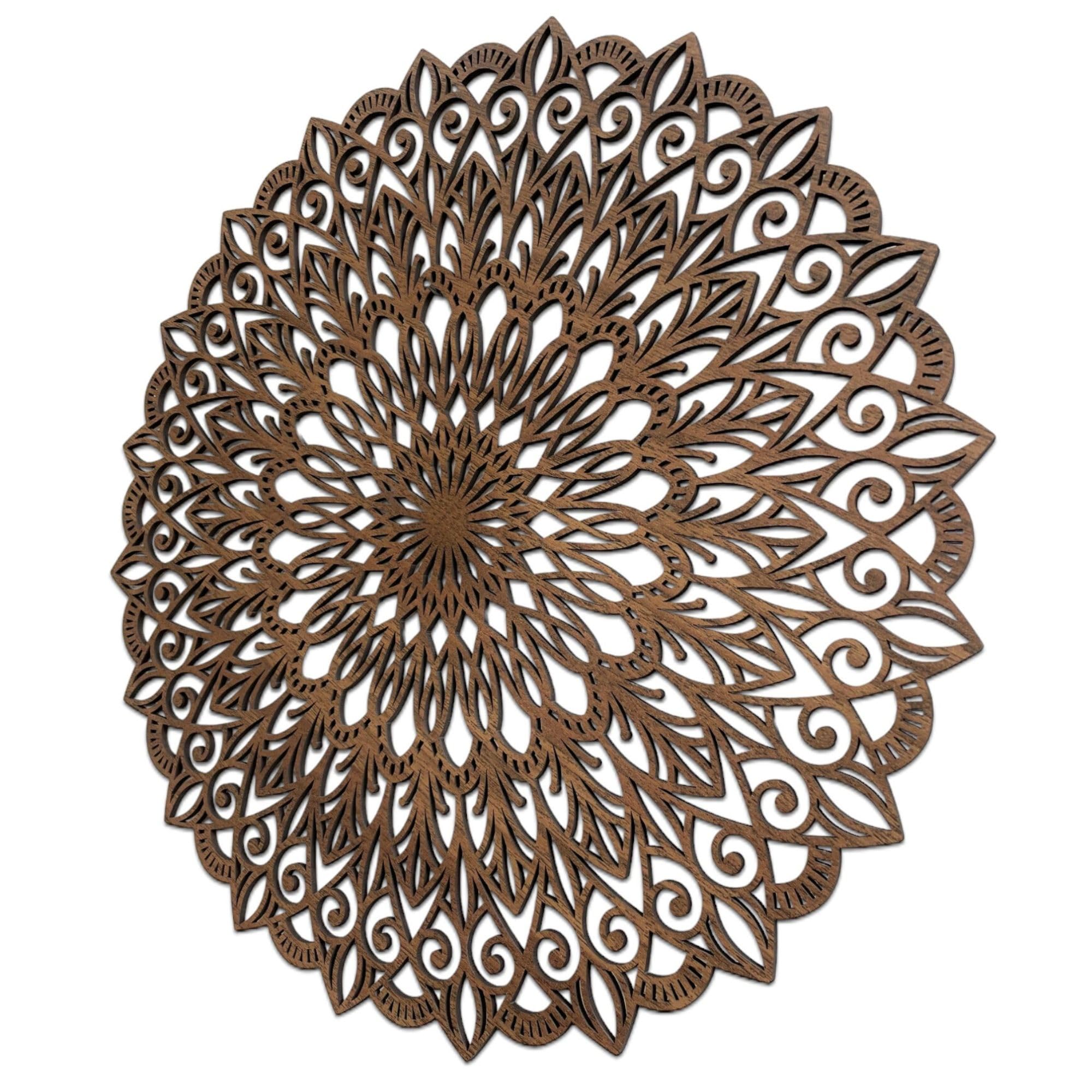 SENTOP HDF0251 Art mural en bois avec motif de fleur de vie au motif de mandala pour intérieur (noyer 40 cm)