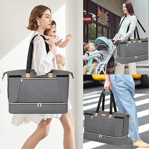 Miniatura 7 de ITIEZY Bolsa de pañales para bebé  Bolsa grande para mamá con cambiador portátil para chupete, bolsas de hospital, bolsa de viaje para bebé