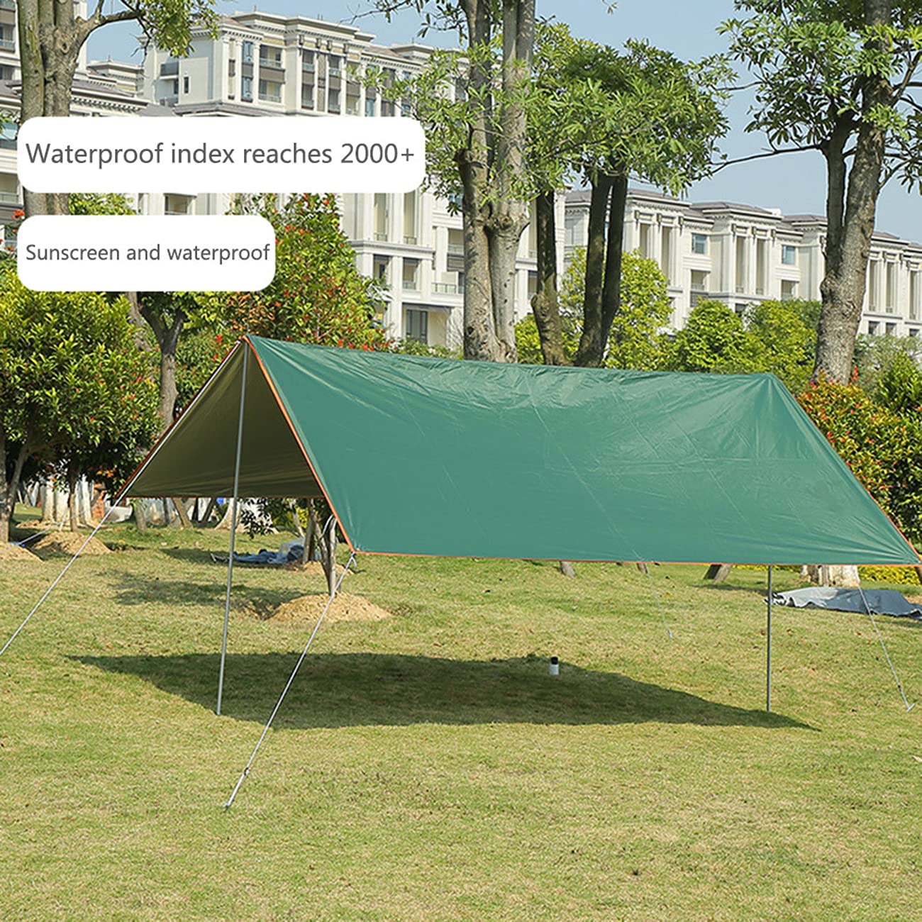 Telo per Tenda Impermeabile Portatile Amaca Mosca Antipioggia con 2 Pali per la Diffusione Tappetino da Campeggio Grande Compatto Tenda da Sole per Camion (Color : Black, Size