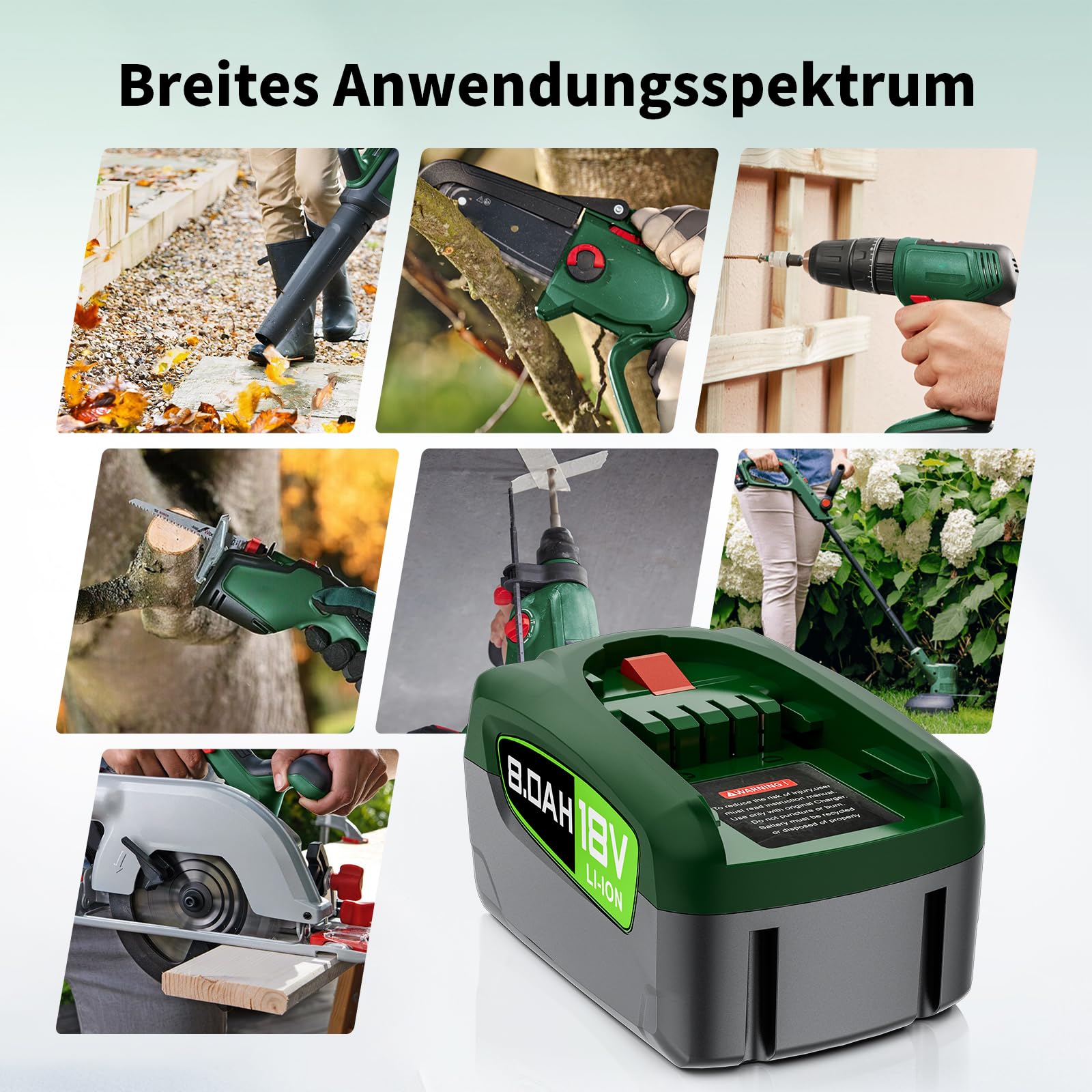 2 X 8000mAh für Bosch Akku 18V, Ersatzakku für Bosch PBA 18 Volt Akku | Hochkapazitäts Li-ion Akku für Bosch PBA,Kompatibel mit Gardena, Green Haus und Gartensystem(Nicht für Unlimited Staubsauger)