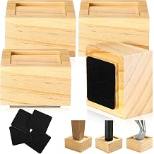 4 Pack Bed Risers Solid Wood Furniture Risers Lifts Height Adjustable from 1" to 4" Non-Slip Recessed Hole with 8 Anti-Slip Mats for Bed Furniture Sofa Chair Table Height 2",Wood Color