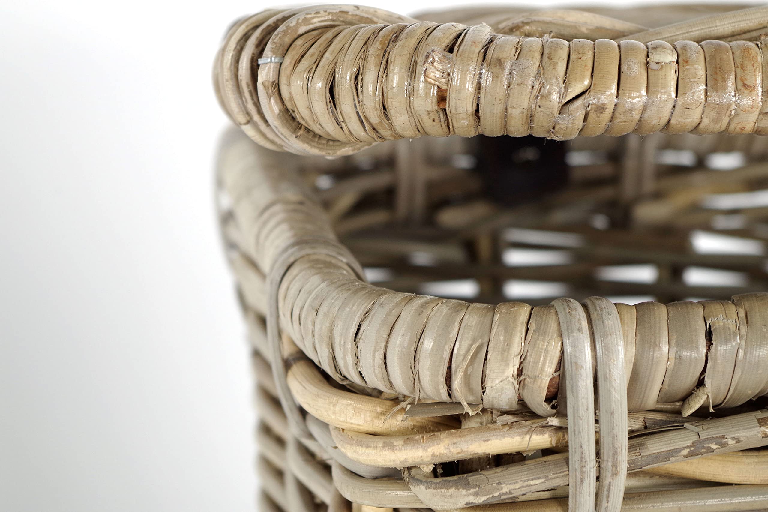 Kobolo Aufbewahrungskorb aus Rattan mit Deckel 39x27x40 cm Grau