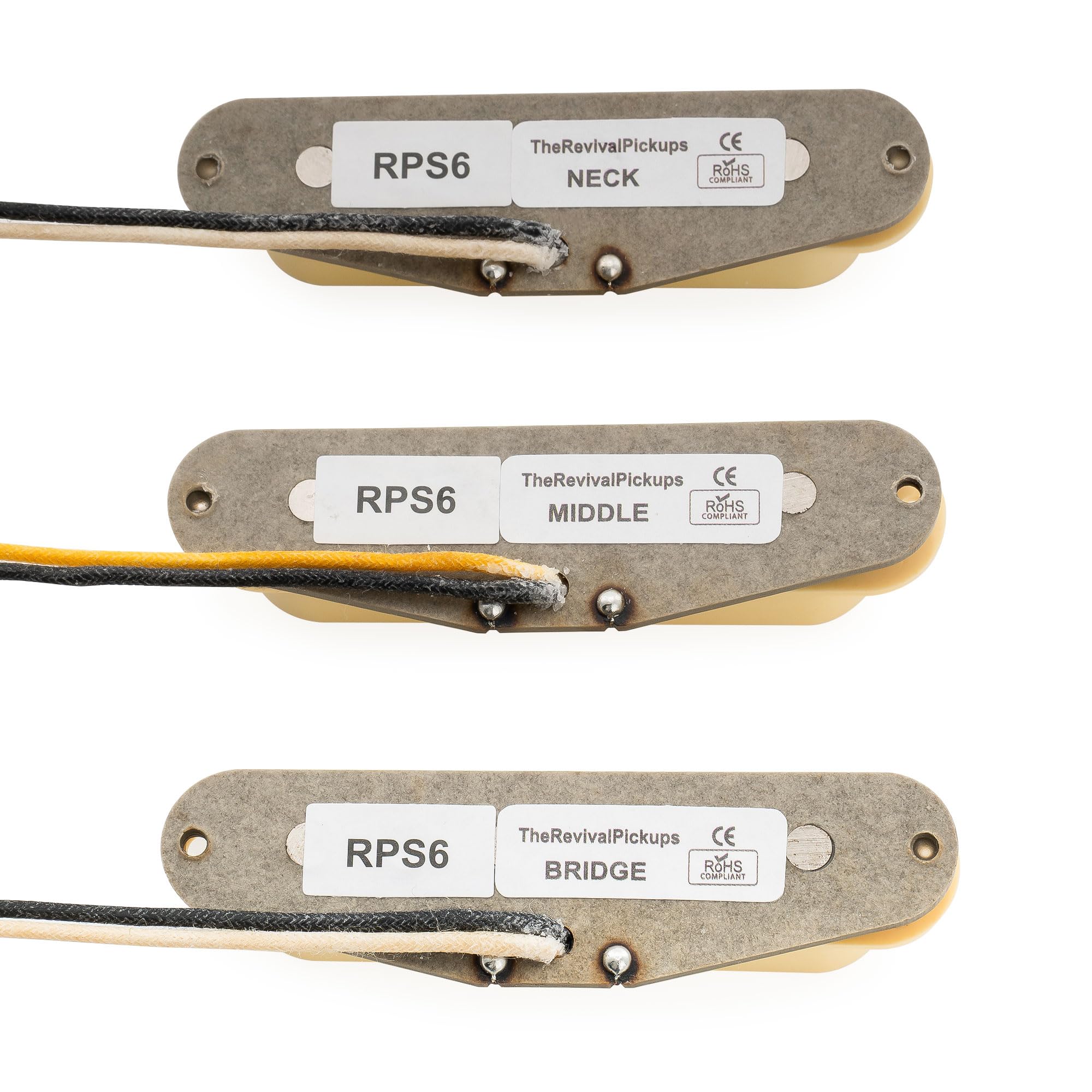 The Revival Pickups RPS6 Jimi Hendrix Vintage Alnico 5 Micros Simple Bobinage Manche Milieu Chevalet pour Guitare électrique Style Strat, Crème
