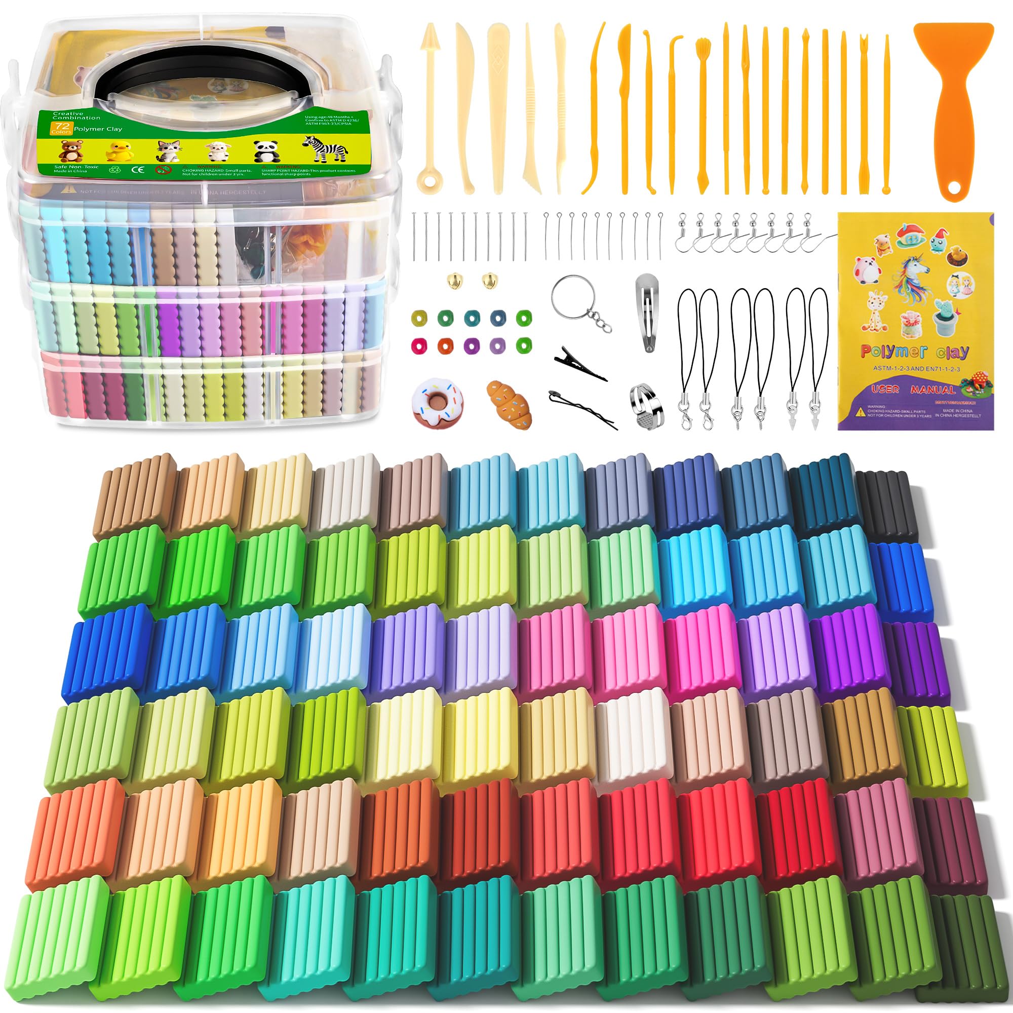 Aestd-ST Polymer Clay 72 Colors, Oven Bake Modeling Clay for Kids &amp; Artists