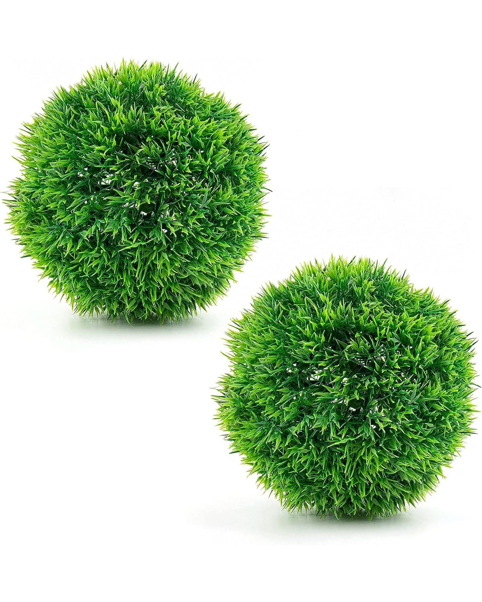 Homesake® Fake Plants for Bathroom/Home Office Decor, Small Artificial Faux Greenery for House Decoration Office, Boxwood, Set of 2 with Metal Pot (Trimming Ball with Pot 2 pcs) - Image 2 thumbnail
