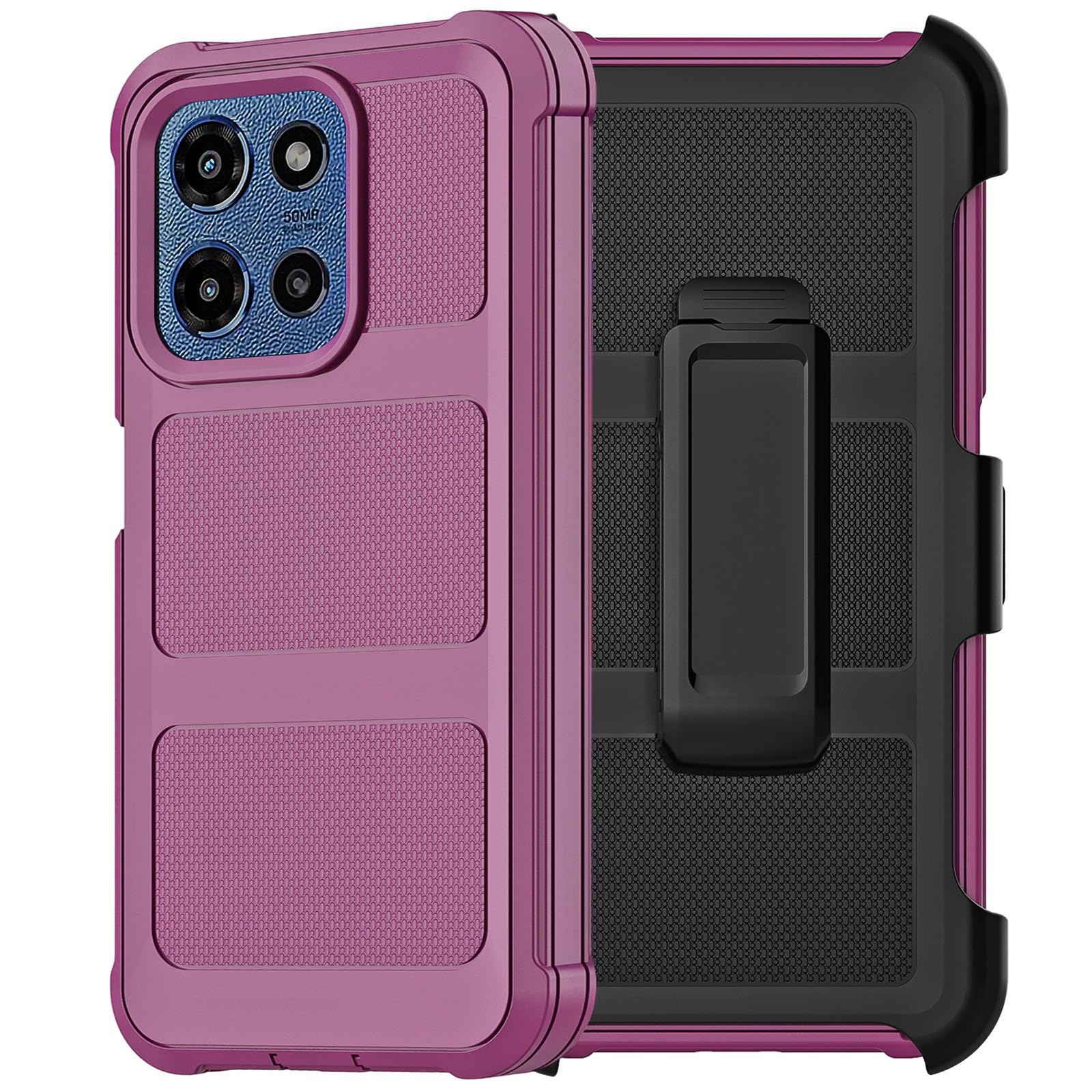 Custodia per Motorola Moto G 2026/2025, custodia per Moto G Play 2026 con fondina con clip per cintura, protezione resistente a 2 strati, anti-goccia, antiurto (rosso vinaccio)