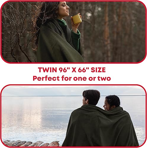 Miniatura 5 de Manta militar de lana  80% lana, lavable, perfecta para exteriores, camping, picnic, viajes, coche y Bushcraft, manta de emergencia 96 x 66