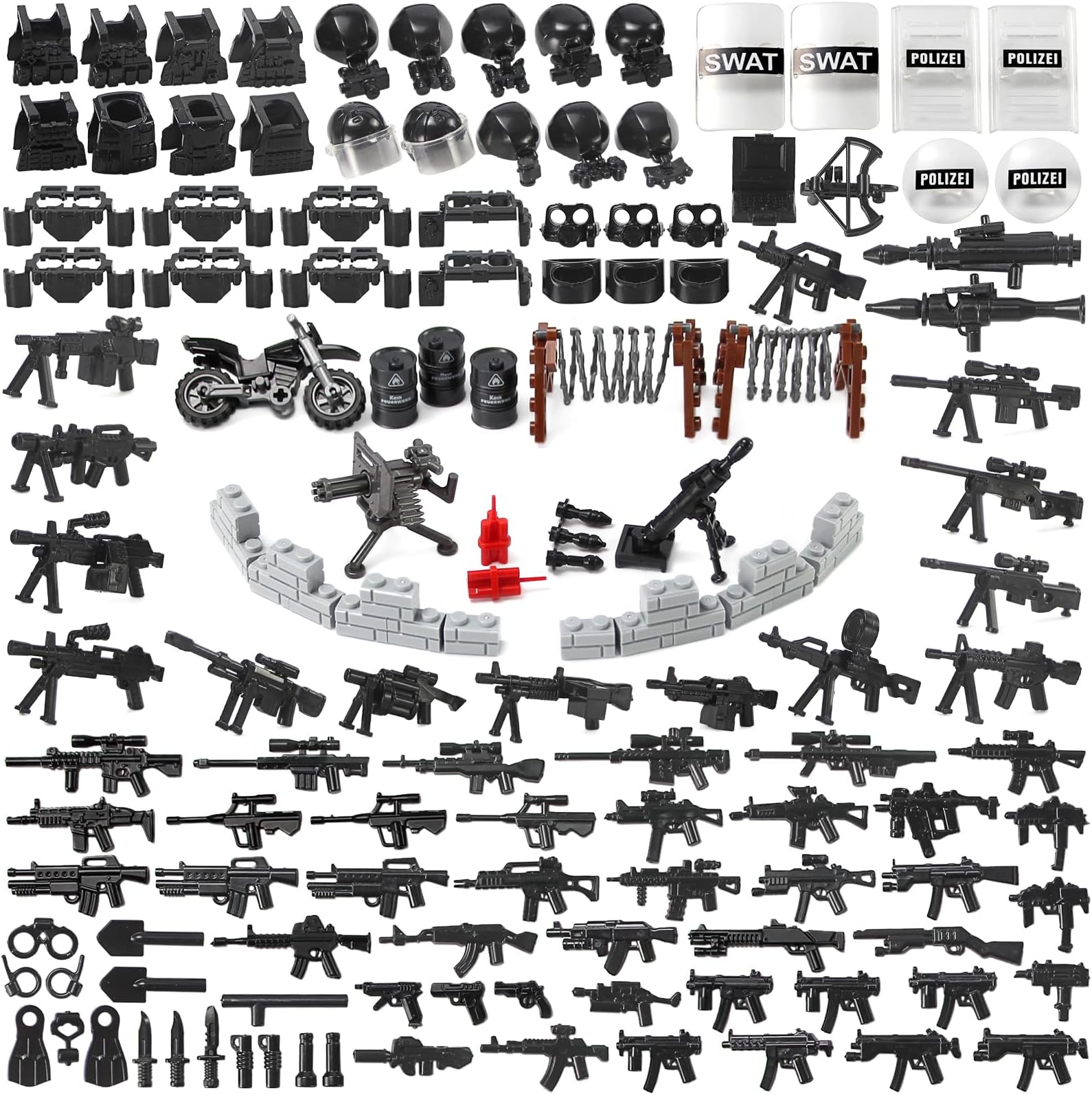 Feleph SWAT Weapons Pack City Police Toy Set for Policeman Figures, Modern Military 150pcs+ Bricks Kit Gear Accessories Building Blocks Compatible with Major Brand