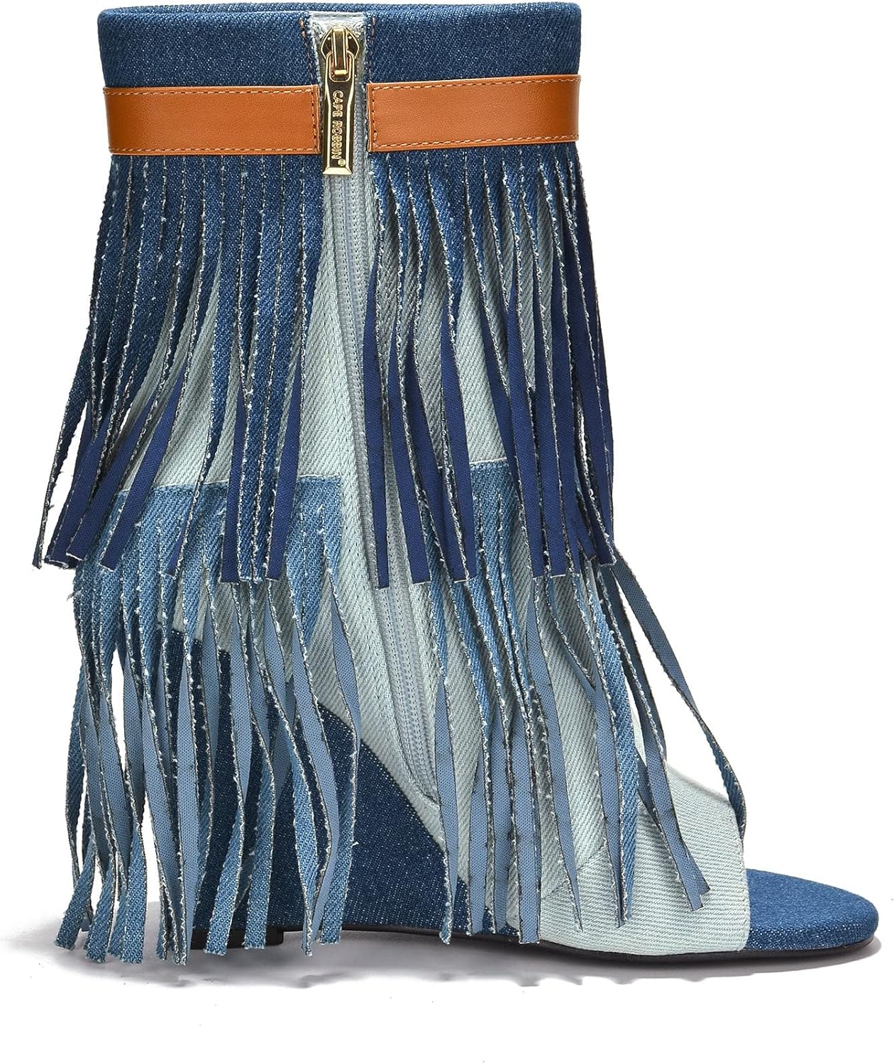 Cape Robbin Women's Tassel Bootie Fringe Hidden Wedge Heel Ankle Boots