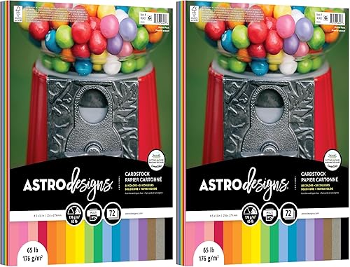 Miniatura 6 de Neenah Astrodesigns - Paquete de cartulina de 8.5 x 11 pulgadas, 72 unidades, 18 colores llamativos y vivos