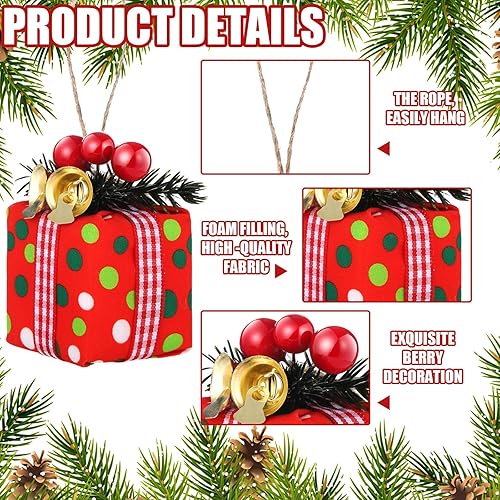 Miniatura 10 de 12 mini cajas de regalo para árbol de Navidad, adornos de árbol de Navidad, decoración de regalo de Navidad, adornos de Navidad colgantes con