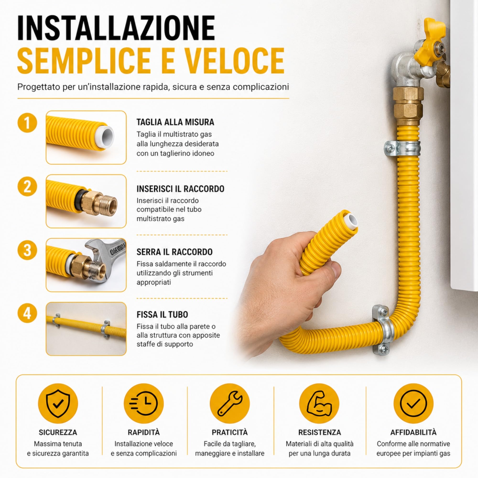 Tubo Multistrato Gas PE-Xb/AL/PE-Xb Certificato UNI/TS 11344, Rotolo 25m 50m 100m Ø16 Ø20 mm per Impianti Gas Metano GPL Interni, Alta Resistenza e Flessibilità (20mm, 25MT)