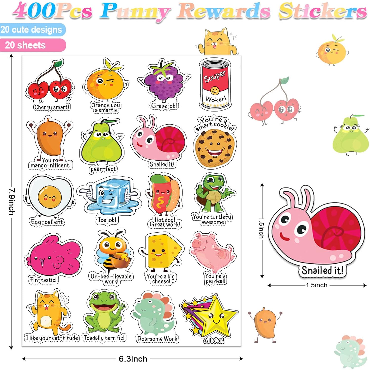 400 PCS Punny Rewards Stickers Fun Teacher Stickers for Kids Motivational Stickers Incentive Sticker for Student Positive Classroom Supplies Incentive Stickers for Kids Teacher School Classroom : Everything Else