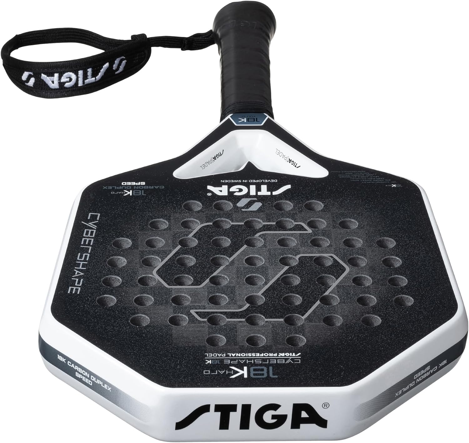 STIGA Padel Racket 18K Hard Cybershape, Carbon Fiber Padel Blade, Defensive Hard Blade for Advanced High-Speed Controlled Players, Competition Approved