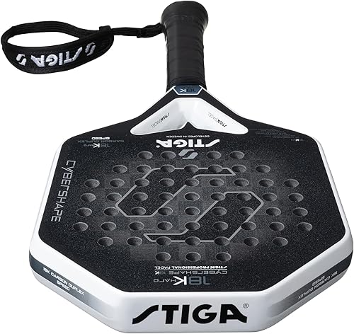 Miniatura 4 de Stiga Raqueta de pádel 18K Hard Cybershape de fibra de carbono, hoja de pádel defensiva para jugadores controlados de alta velocidad avanzados,