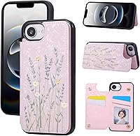 Vista 264 de UEEBAI Funda tipo cartera para iPhone 15 Pro Max con tarjetero, cubierta de cuero PU con soporte, bloqueo RFID, doble cierre magnético, relieve