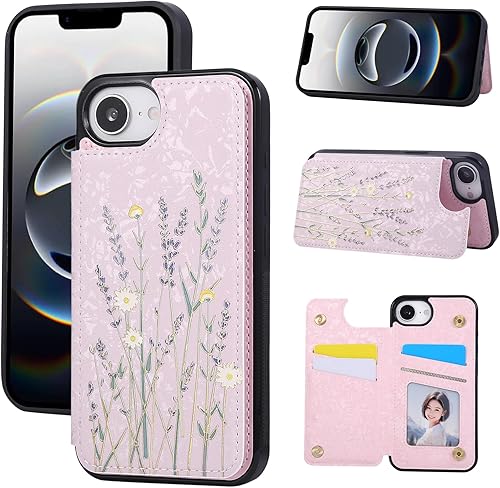 Miniatura 264 de UEEBAI Funda tipo cartera para iPhone 15 Pro Max con tarjetero, cubierta de cuero PU con soporte, bloqueo RFID, doble cierre magnético, relieve de