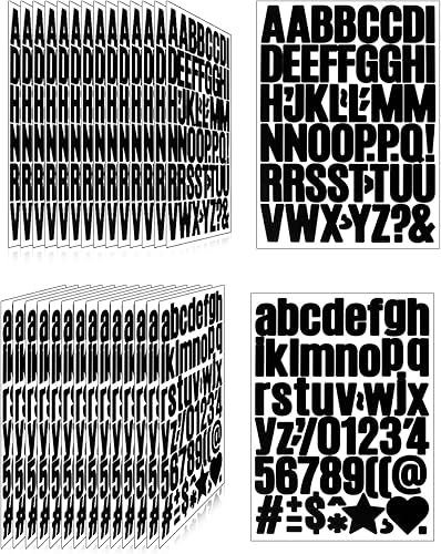 Vista 97 de Calcomanías de letras, 300 piezas, 30 hojas, vinilo autoadhesivo, impermeable, números de buzón, alfabeto para buzón, ventana, puerta, letrero, Negro