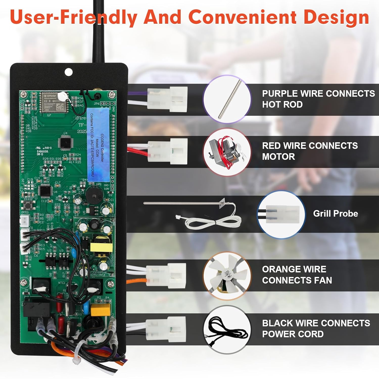 Smart WiFi PID Controller Kit for Camp Chef Gen 2 Retro Fit Grills, PID WiFi Gen 2 Pellet Grill Controller Compatible with Pursuit 20, SG24, XT24, SGG/SG 30, SGX36, DLX24/36（Complete Set）