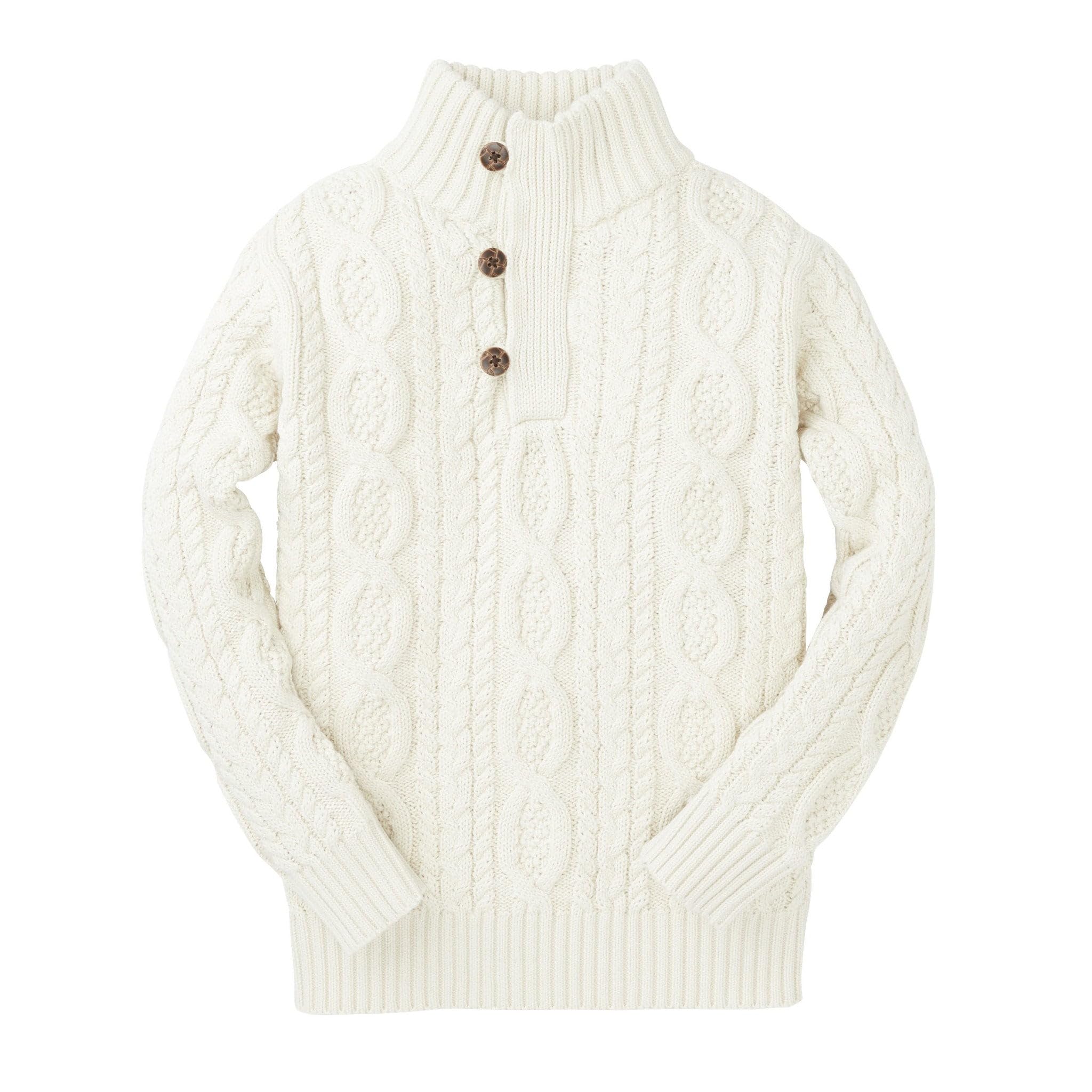 Mock Neck Cable Sweater with Buttons