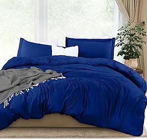 Utopia Bedding Duvet Cover King Size - 3 Piece with Zipper Closure - 1 Comforter Cover 104X90 Inches & 2 Pillow Shams 20X36 Inches (Royal Blue) Comforter Not Included